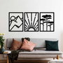 Wallity Vista Trio B - Escultura de pared de metal negra (3 piezas)